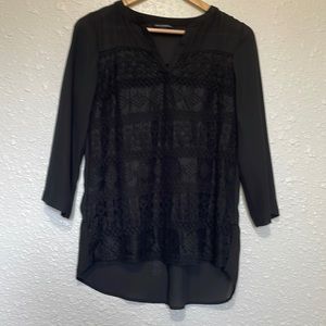 Black top with lace front overlay